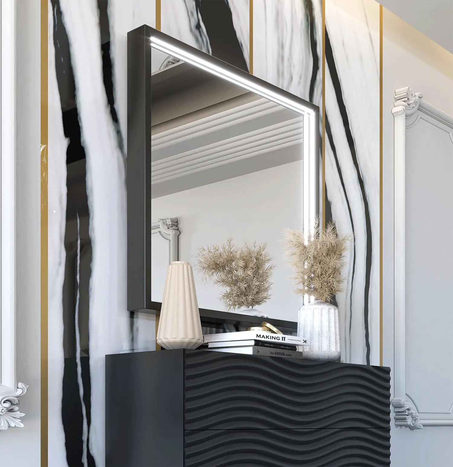 bedroom dresser with mirror